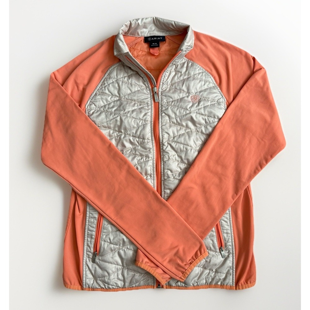 Ariat Cloud 9 Jacket Puffer Size Med Peach Full Zip Up Lightweight Hybrid Coat
